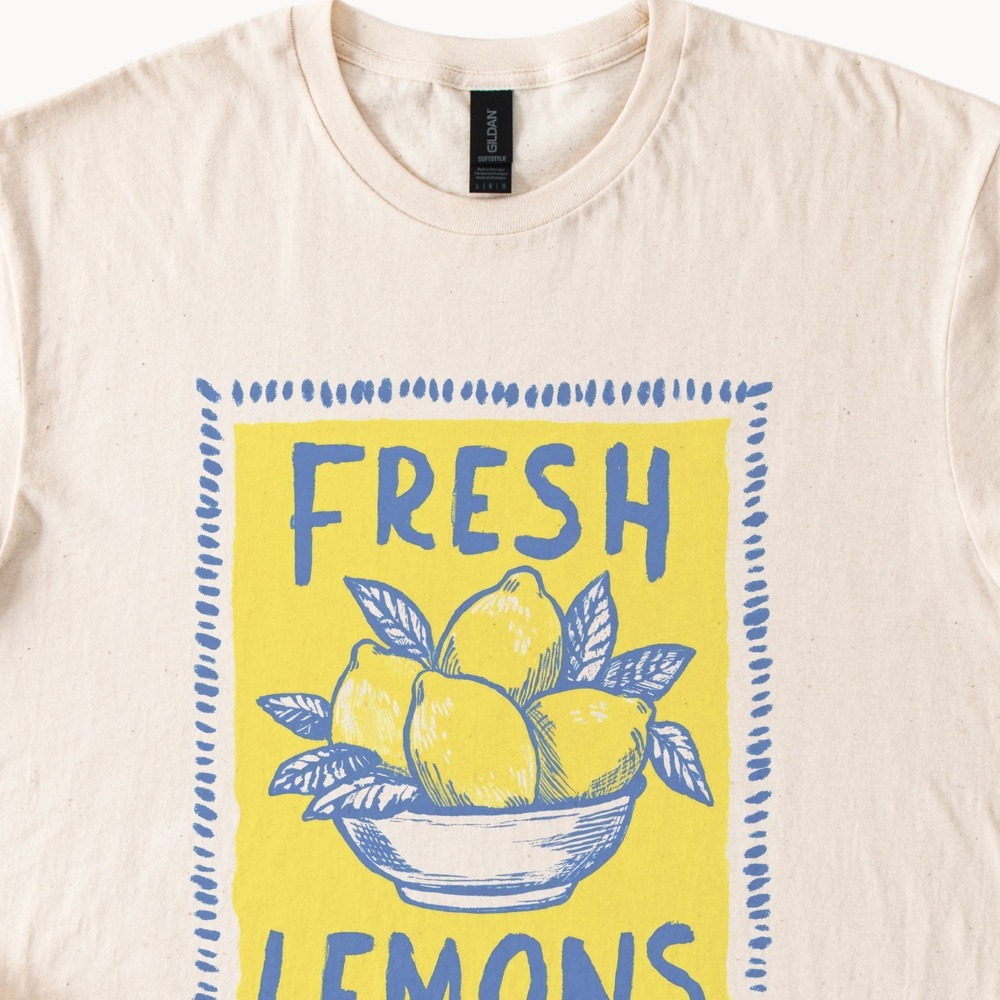 Fresh Lemons Graphic Tee Hand-Drawn Style Vintage Fruit Art